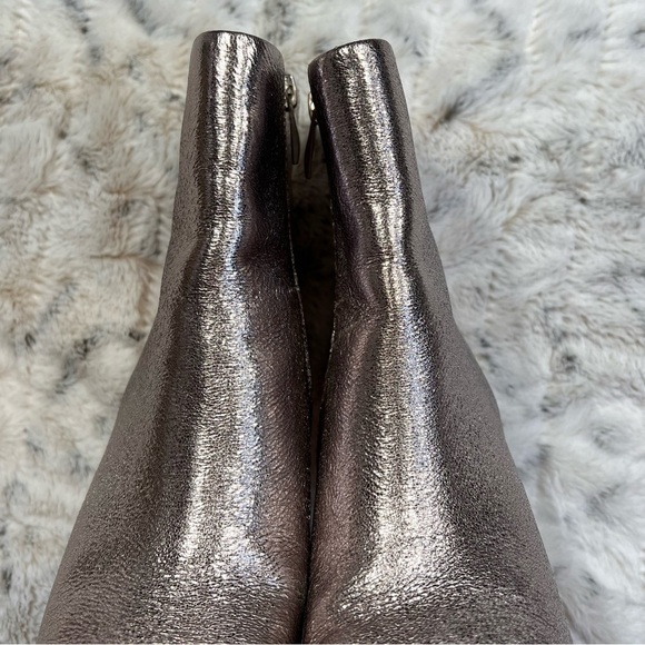 Steven New York Silver Laili Metallic Pointed toe Ankle Boots Sz-7.5 - Picture 4 of 9